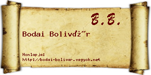 Bodai Bolivár névjegykártya